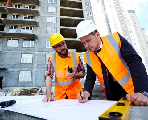 Simfy Firesys engineers reviewing drawings on a Hyderabad site
