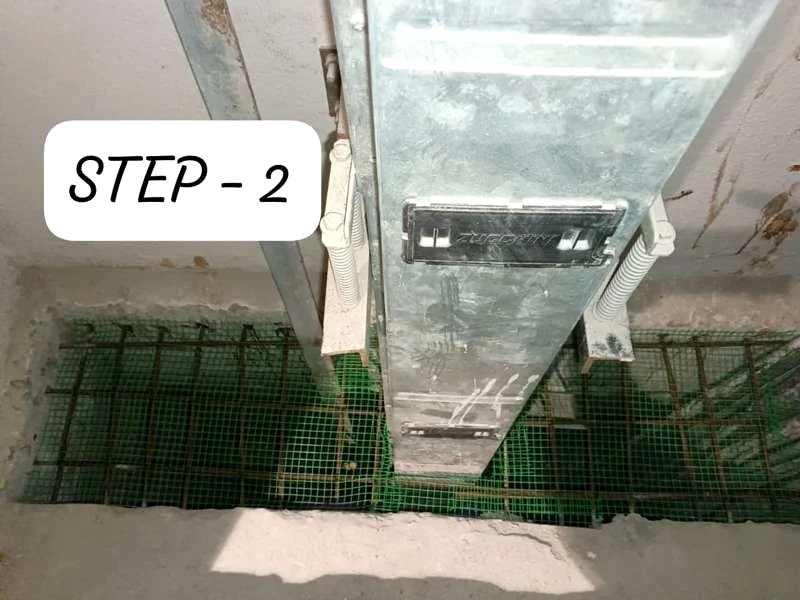 Shaft closing step 02 — Mesh backing